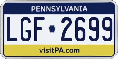 PA license plate LGF2699