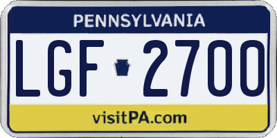 PA license plate LGF2700
