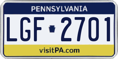 PA license plate LGF2701