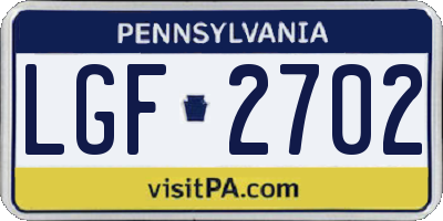 PA license plate LGF2702