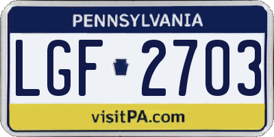 PA license plate LGF2703