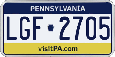 PA license plate LGF2705