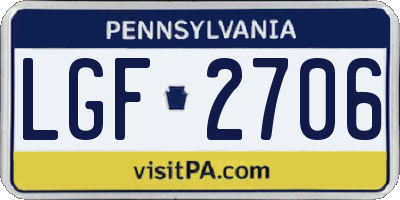 PA license plate LGF2706