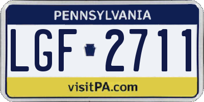 PA license plate LGF2711
