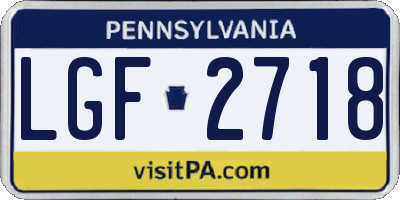 PA license plate LGF2718