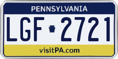 PA license plate LGF2721