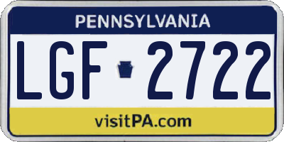 PA license plate LGF2722
