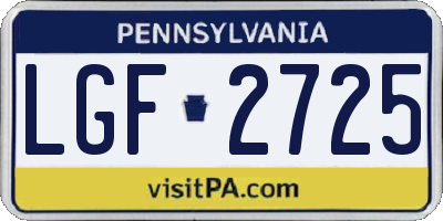 PA license plate LGF2725
