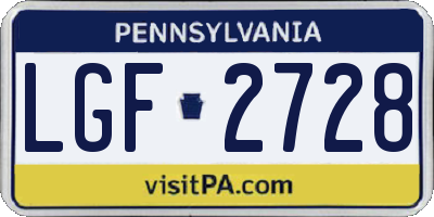 PA license plate LGF2728