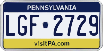 PA license plate LGF2729