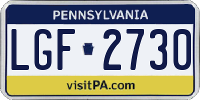 PA license plate LGF2730