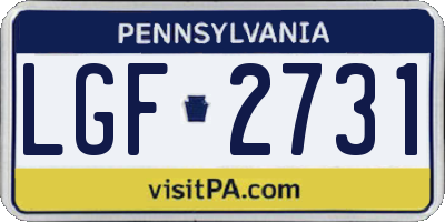 PA license plate LGF2731