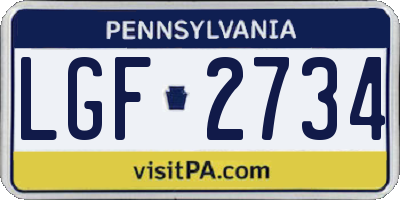 PA license plate LGF2734