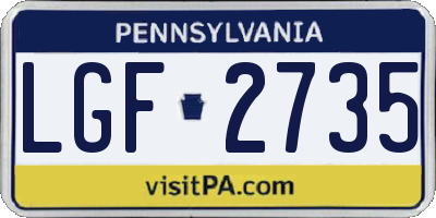 PA license plate LGF2735