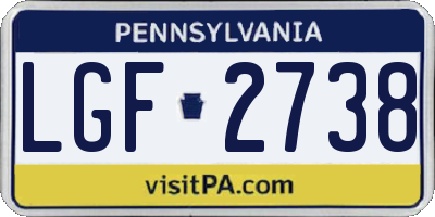 PA license plate LGF2738