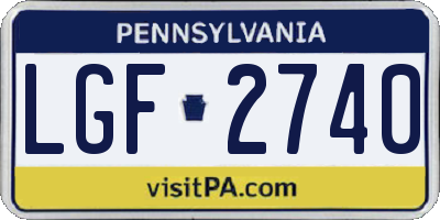 PA license plate LGF2740