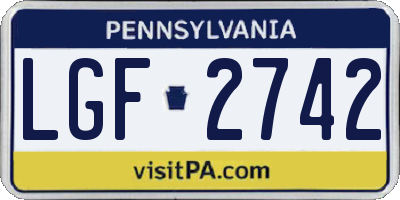 PA license plate LGF2742