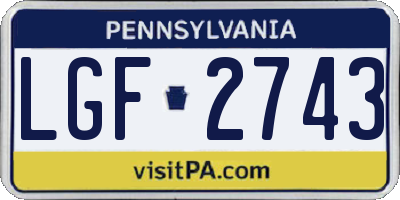 PA license plate LGF2743