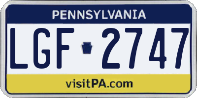 PA license plate LGF2747