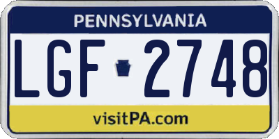 PA license plate LGF2748
