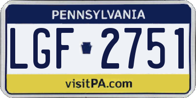 PA license plate LGF2751