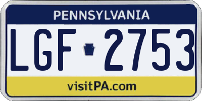 PA license plate LGF2753