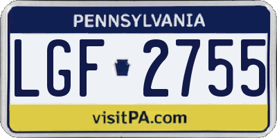 PA license plate LGF2755