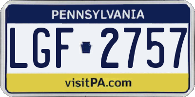 PA license plate LGF2757
