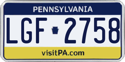 PA license plate LGF2758