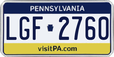 PA license plate LGF2760