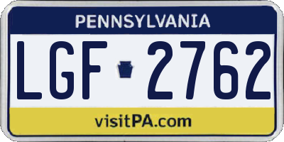 PA license plate LGF2762