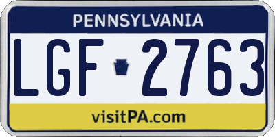 PA license plate LGF2763