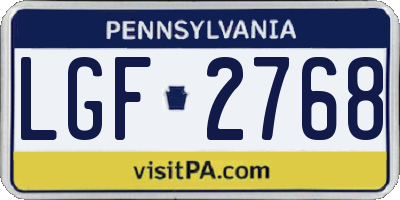 PA license plate LGF2768