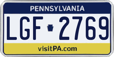 PA license plate LGF2769