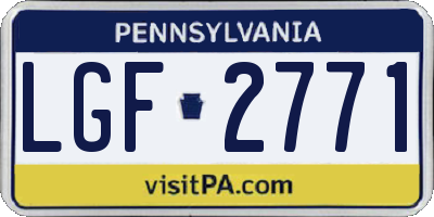 PA license plate LGF2771