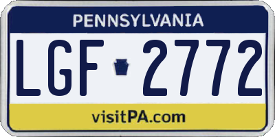 PA license plate LGF2772