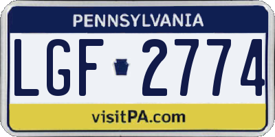PA license plate LGF2774