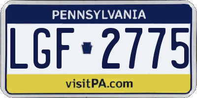 PA license plate LGF2775