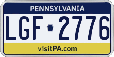 PA license plate LGF2776