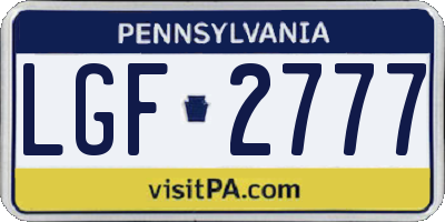 PA license plate LGF2777