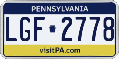 PA license plate LGF2778