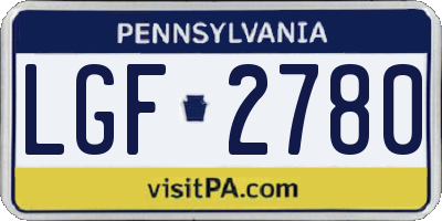 PA license plate LGF2780