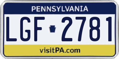 PA license plate LGF2781