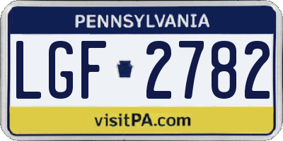 PA license plate LGF2782
