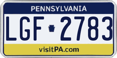PA license plate LGF2783