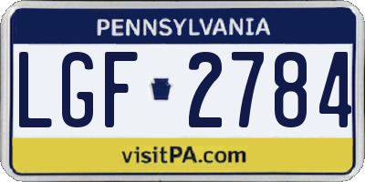 PA license plate LGF2784