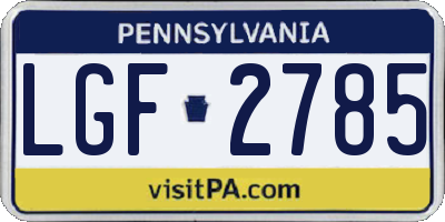 PA license plate LGF2785