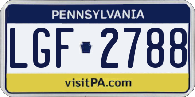PA license plate LGF2788