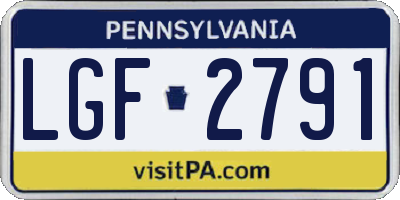 PA license plate LGF2791
