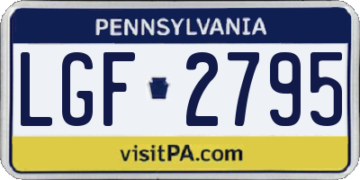 PA license plate LGF2795